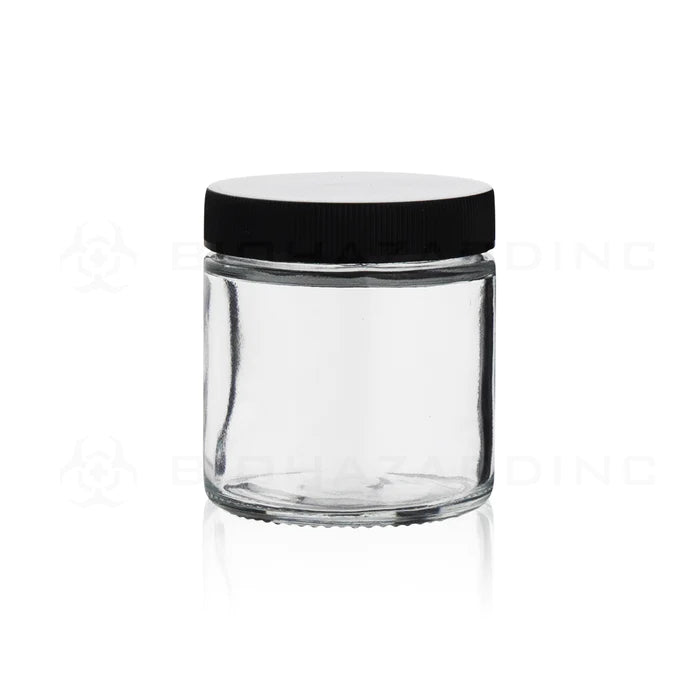 5oz Premium Glass Jars w/ Child Resistant Lids - Black Lid (120 Qty)