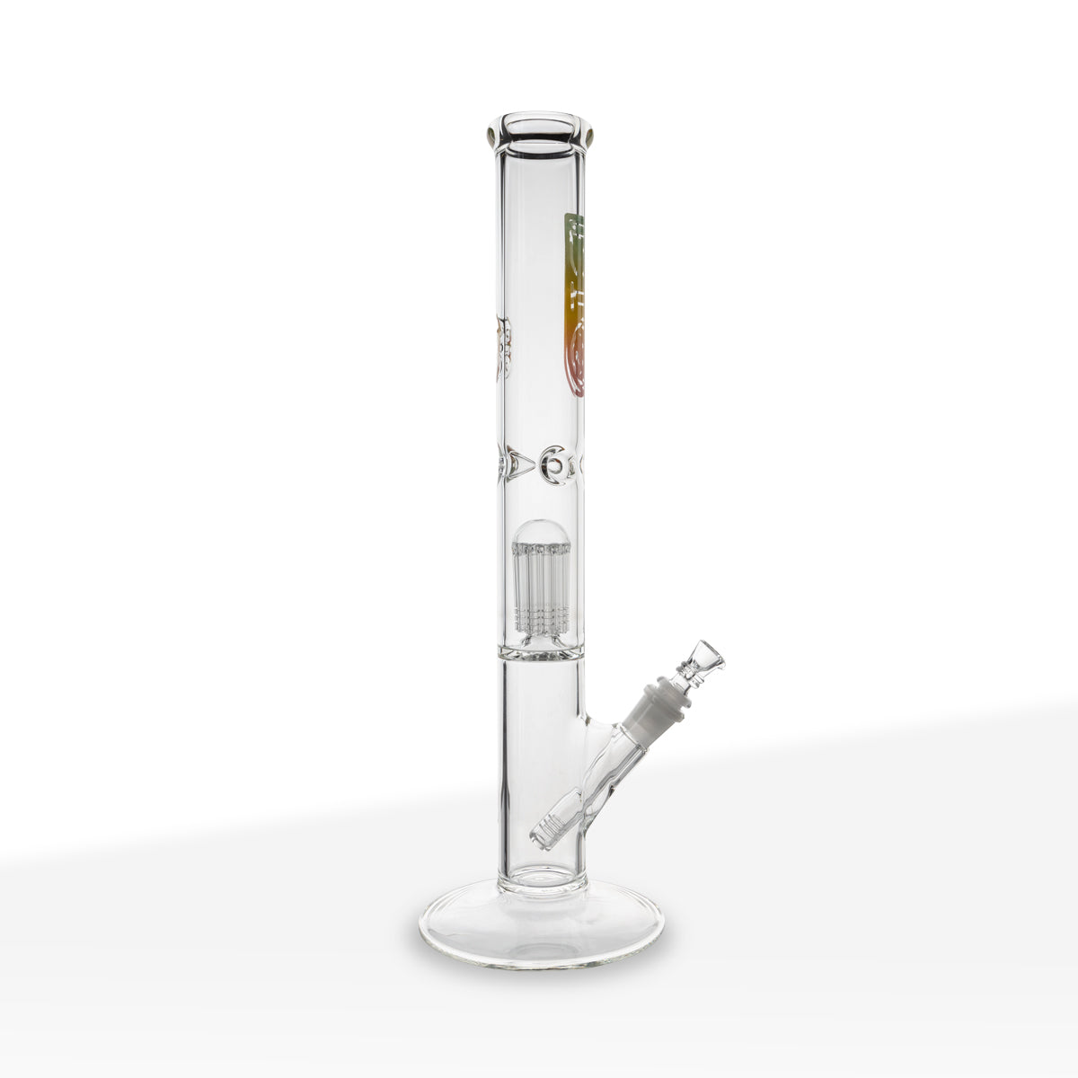 BIO Glass | Single Chamber 10-Arm Tree Perc Straight Water Pipe | 18" - 14mm - Various Colors
