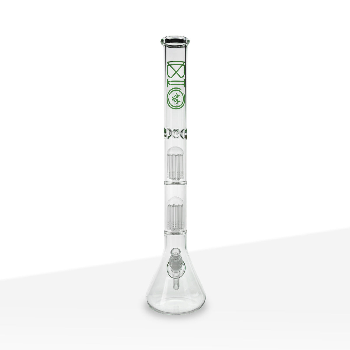 BIO Glass | Double Chamber 10-Arm Tree Percolator Beaker Water Pipe | 22" - 14mm - Various Colors