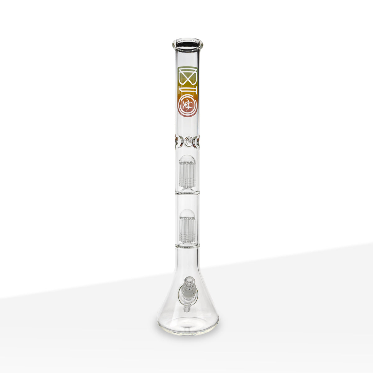 BIO Glass | Double Chamber 10-Arm Tree Percolator Beaker Water Pipe | 22" - 14mm - Various Colors