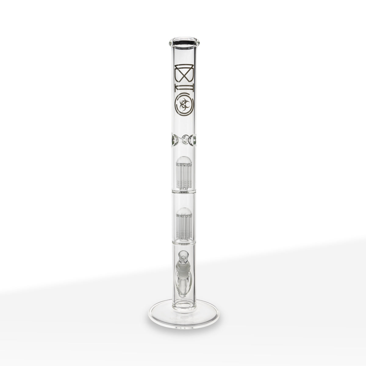 BIO Glass | Double Chamber 10-Arm Tree Percolator Straight Water Pipe | 22" - 19mm - Various Colors