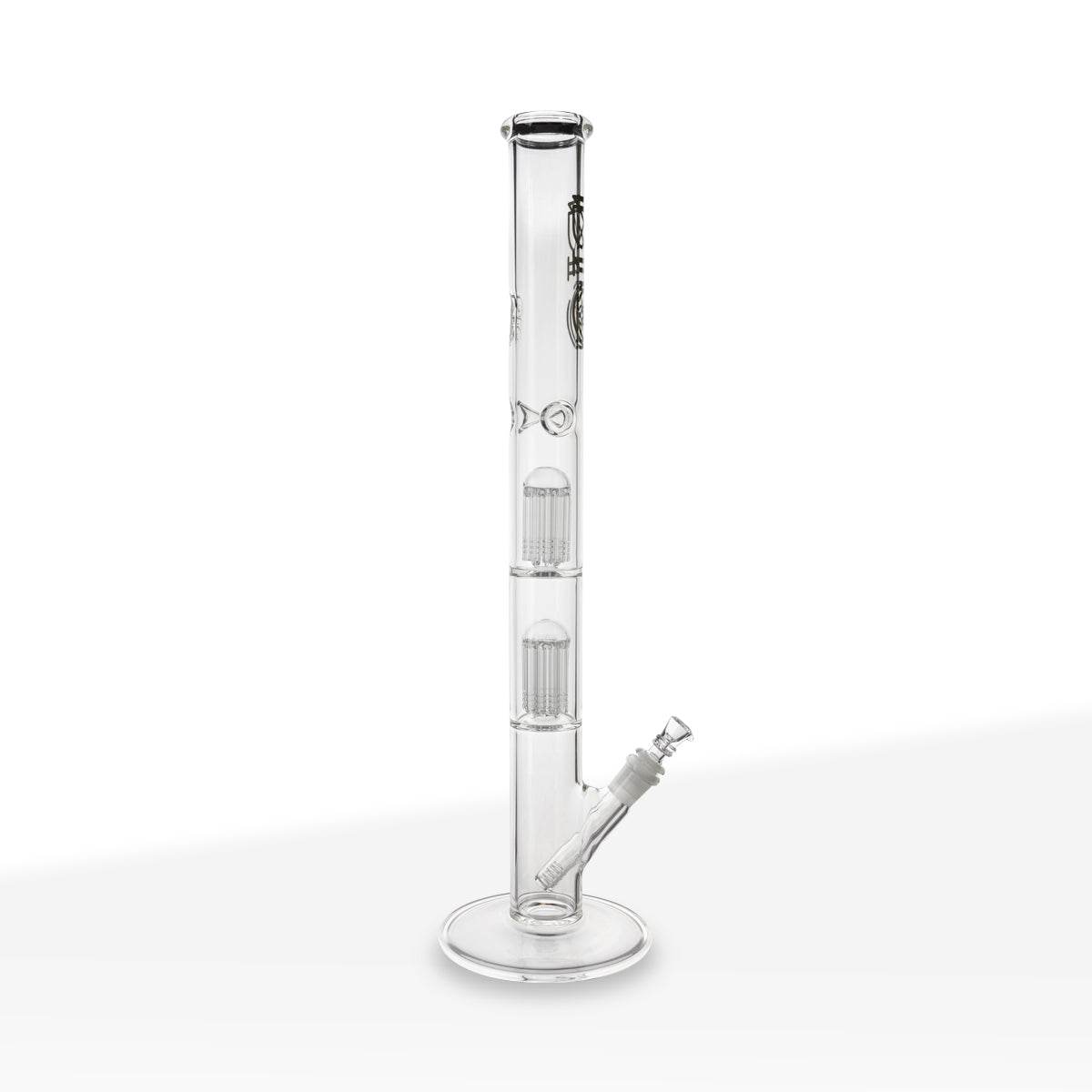 BIO Glass | Double Chamber 10-Arm Tree Percolator Straight Water Pipe | 22" - 19mm - Various Colors