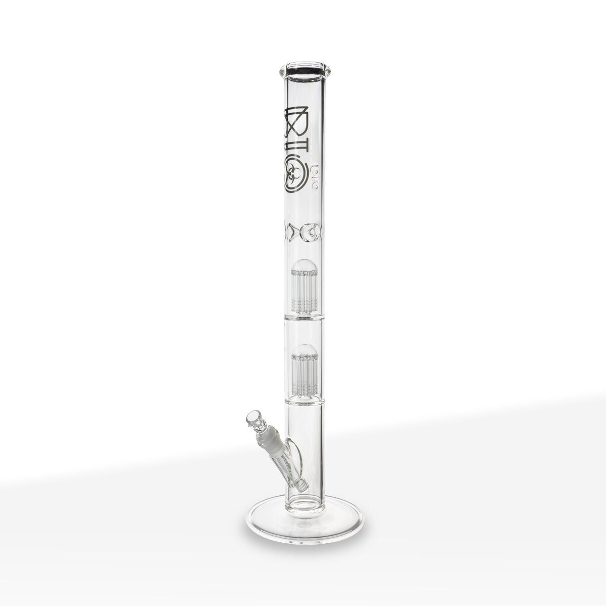BIO Glass | Double Chamber 10-Arm Tree Percolator Straight Water Pipe | 22" - 19mm - Various Colors