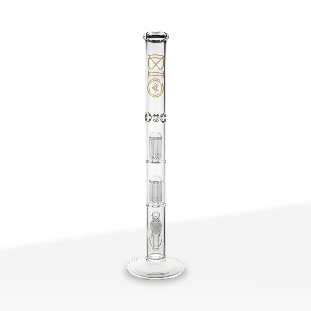 BIO Glass | Double Chamber 10-Arm Tree Percolator Straight Water Pipe | 22" - 19mm - Various Colors