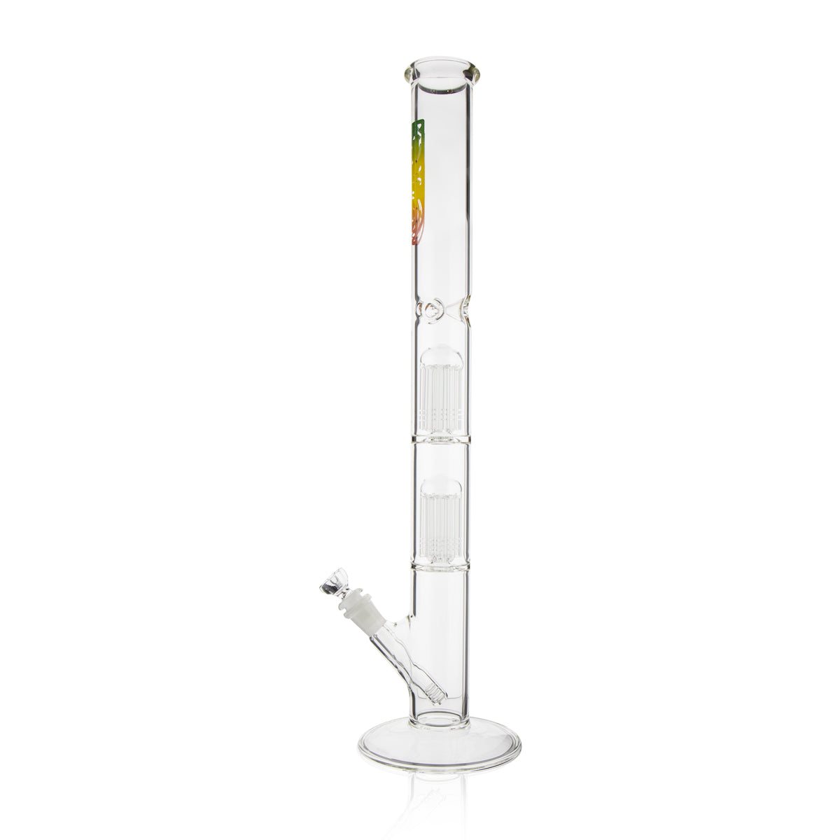 BIO Glass | Double Chamber 10-Arm Tree Percolator Straight Water Pipe | 22" - 19mm - Various Colors