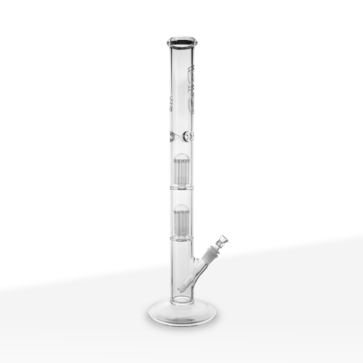 BIO Glass | Double Chamber 10-Arm Tree Percolator Straight Water Pipe | 22" - 19mm - Various Colors