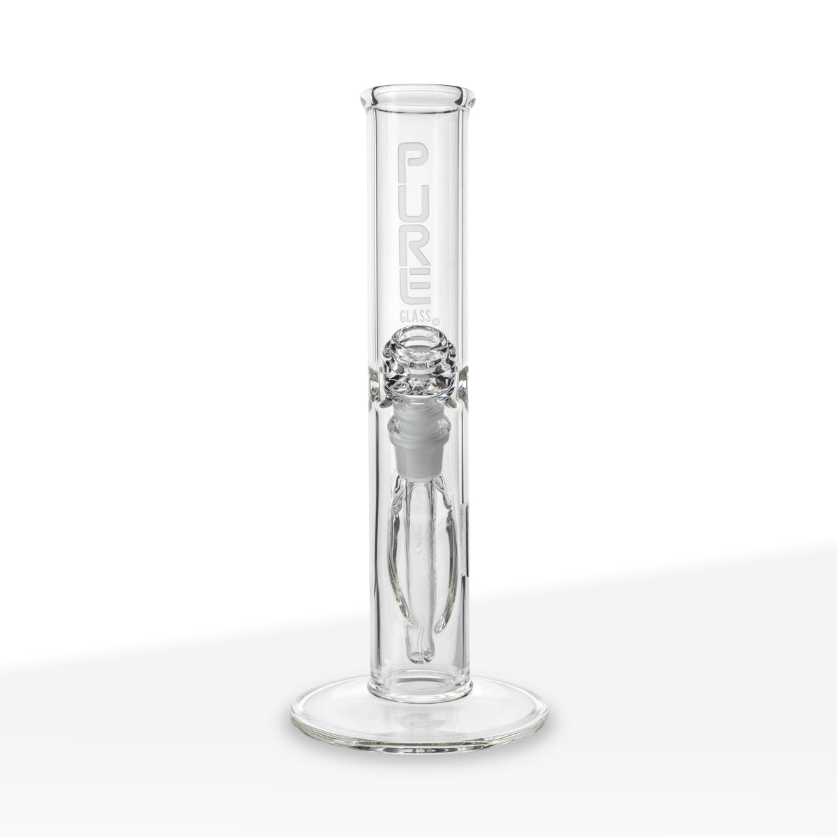 PURE Glass | Classic Straight Water Pipe | 12" - 14mm - Various Colors Glass Bong Pure Glass Clear