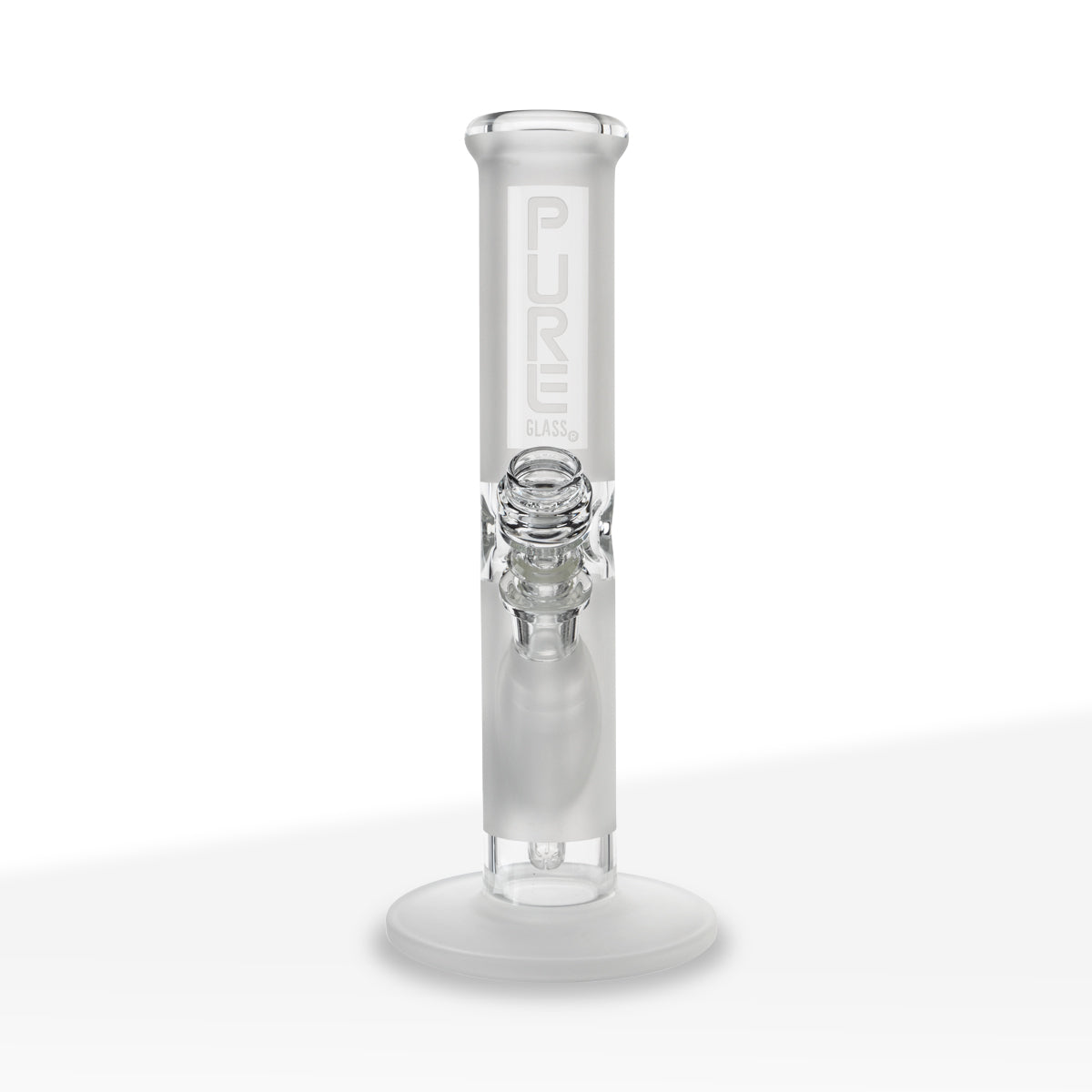 PURE Glass | Classic Straight Water Pipe | 12" - 14mm - Various Colors Glass Bong Pure Glass Clear Frost