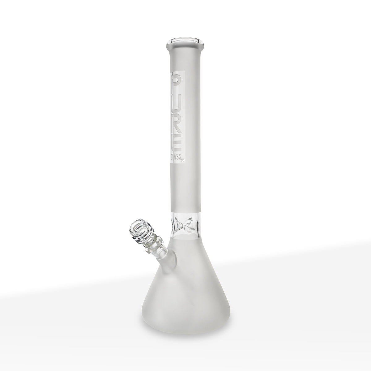 PURE Glass | Classic Beaker Water Pipe | 18" - 14mm - Various Colors Glass Bong Pure Glass Clear Frost