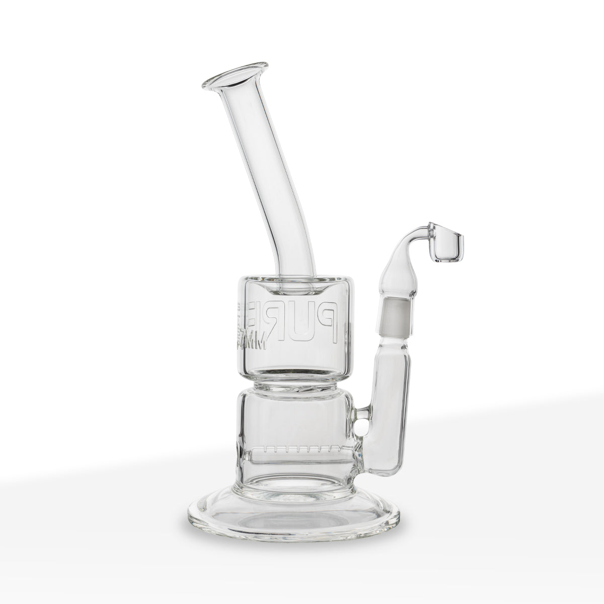 PURE Glass | Torpedo Dab Rig Bubbler 3-D Etched | 12" - 14mm - Clear Glass Bong Pure Glass