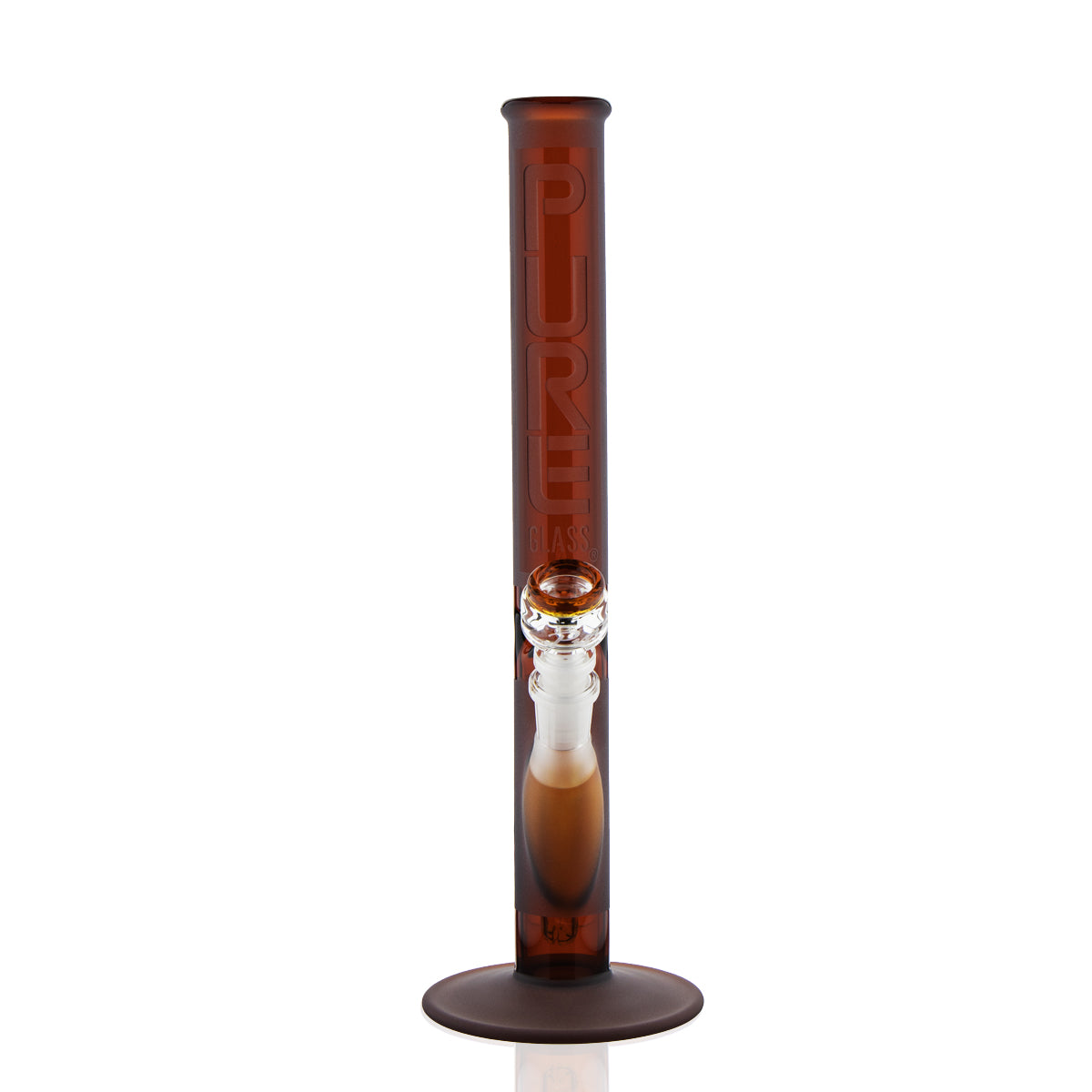 PURE Glass | Classic Straight Water Pipe | 14" - 14mm - Amber Frost