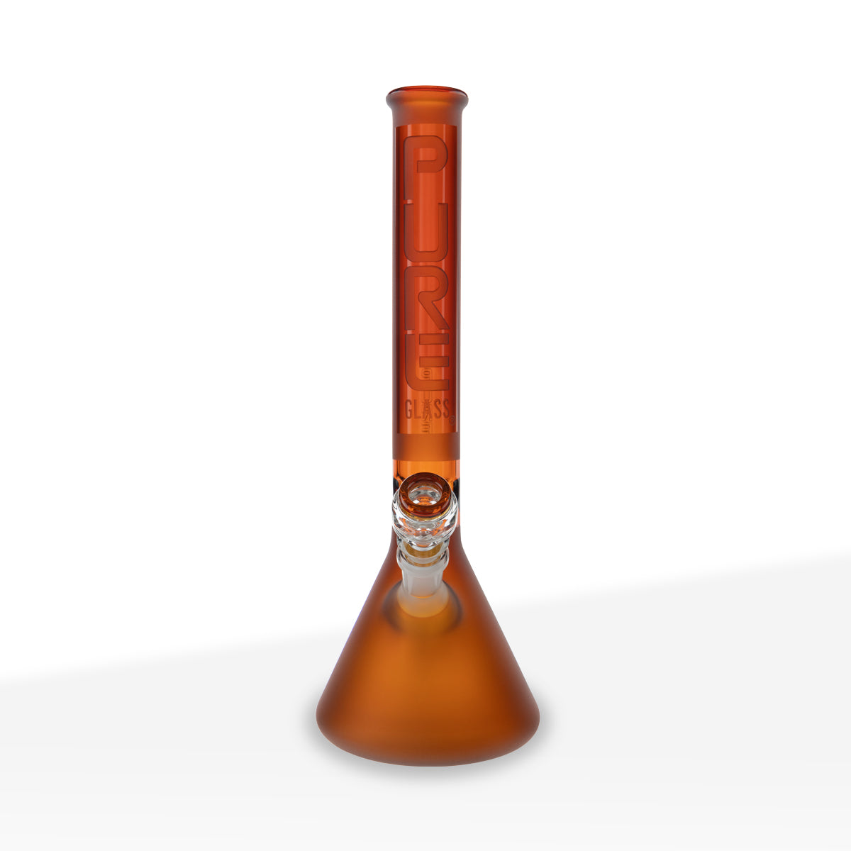 PURE Glass | Classic Beaker Water Pipe | 14" - 14mm - Various Colors Glass Bong Pure Glass Amber Frost