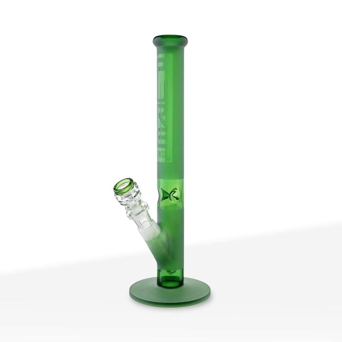 PURE Glass | Classic Straight Water Pipe | 14" - 14mm - Green Frost