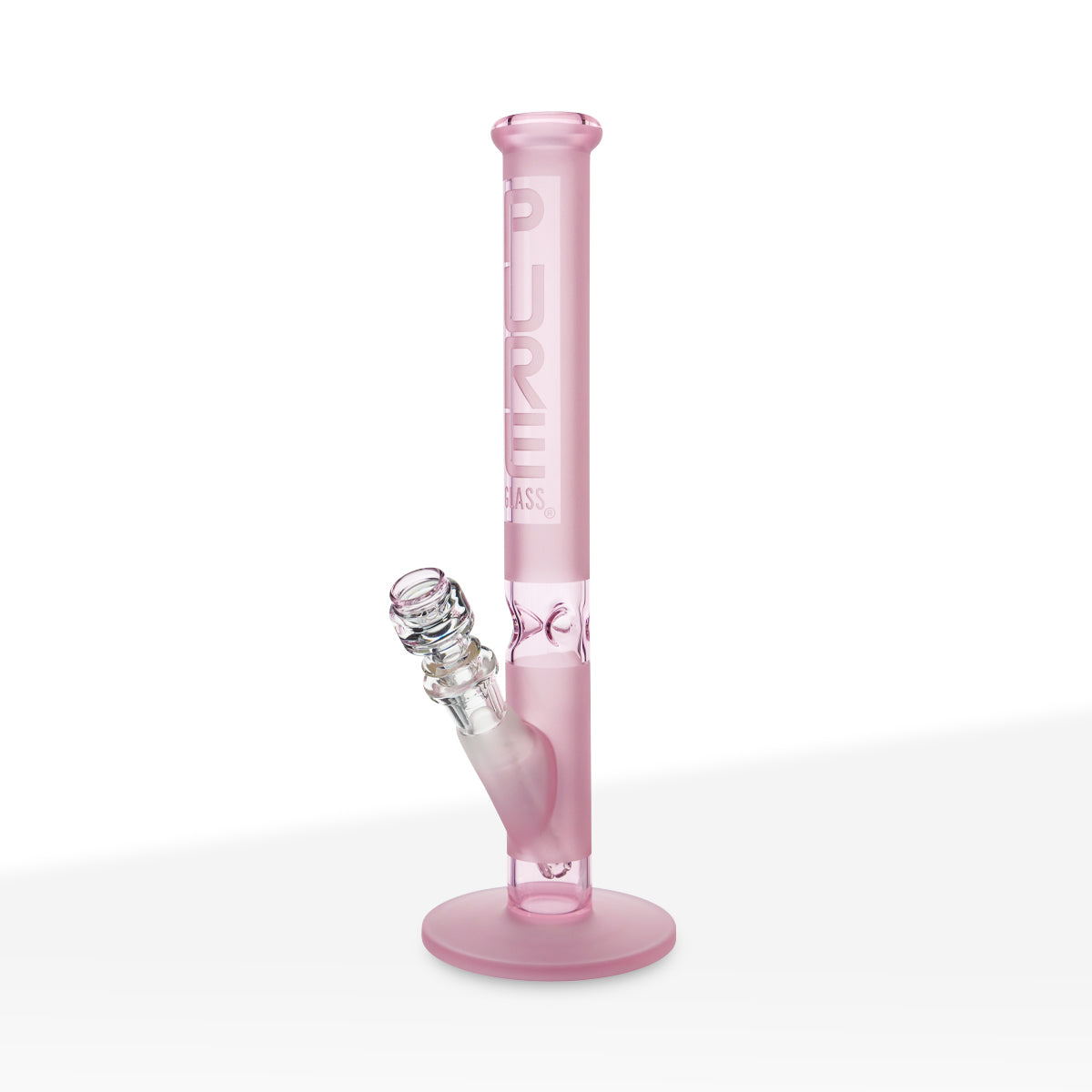 PURE Glass | Classic Straight Water Pipe | 14" - 14mm - Pink Frost