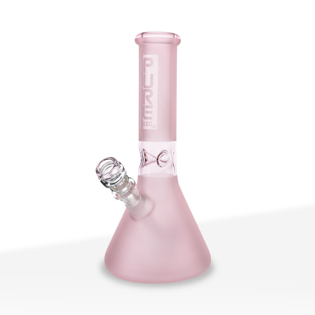 PURE Glass | Classic Beaker Water Pipe | 12" - 14mm - Various Colors Glass Bong Pure Glass Pink Frost