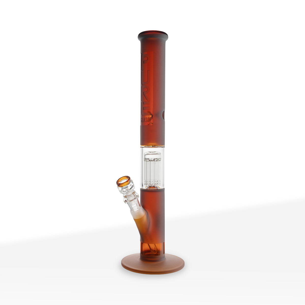 Pure Glass | 10-Arm Tree Percolator + Splash Guard Straight Water Pipe | 18" - 14mm - Various Colors Glass Bong Pure Glass Amber Frost