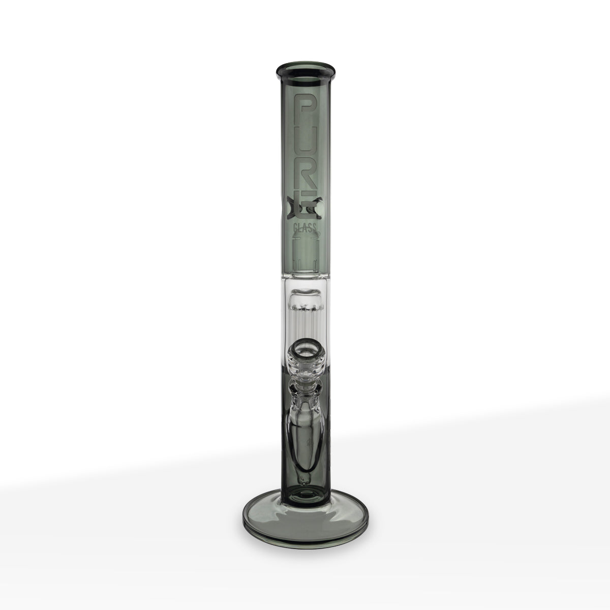 18" PURE Glass 10-ARM TREE STRAIGHT Bong - Smoke BLACK