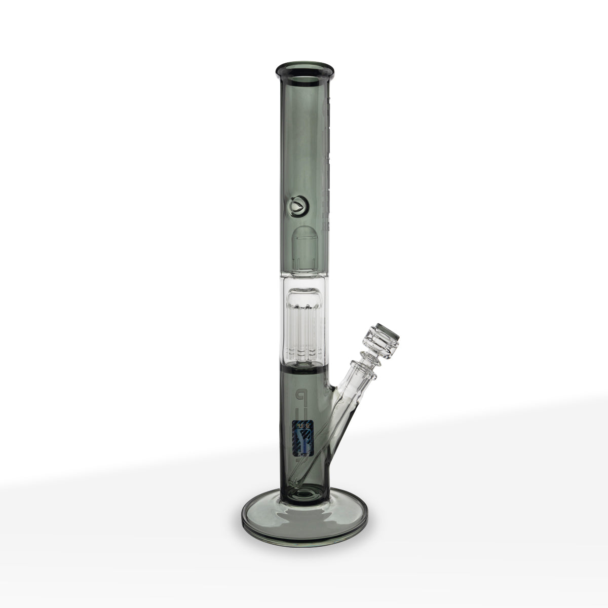 18" PURE Glass 10-ARM TREE STRAIGHT Bong - Smoke BLACK