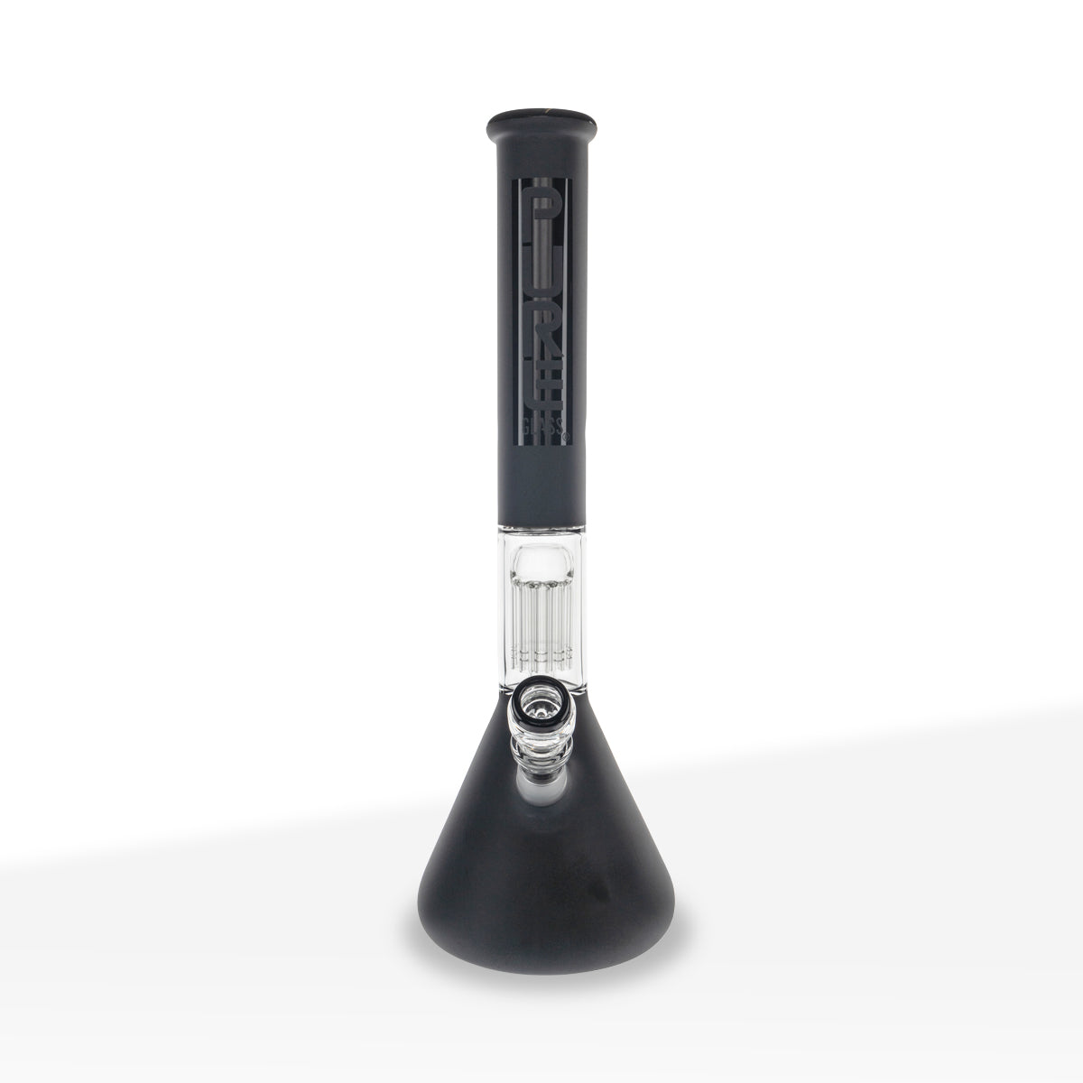 Pure Glass | 10-Arm Tree Percolator + Splash Guard Beaker Water Pipe | 18" - 14mm - Frost Black