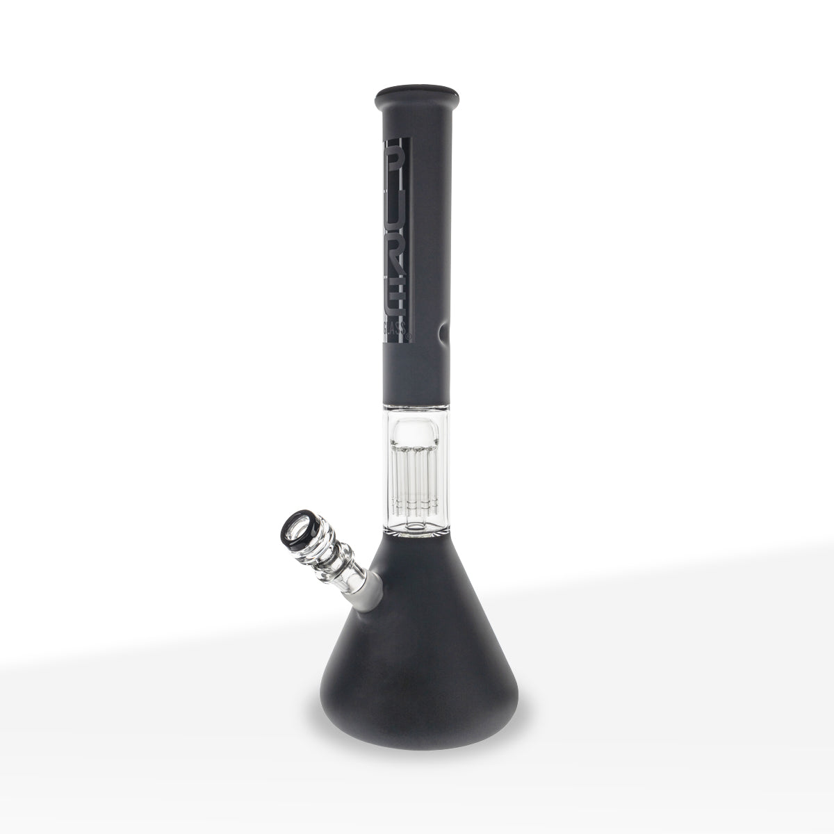 Pure Glass | 10-Arm Tree Percolator + Splash Guard Beaker Water Pipe | 18" - 14mm - Frost Black