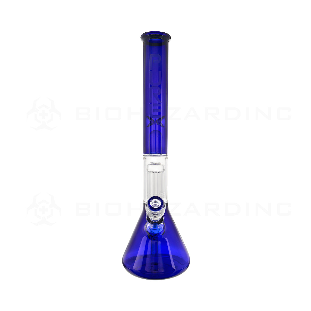 Pure Glass | 10-Arm Tree Percolator + Splash Guard Beaker Water Pipe | 18" - 14mm - Various Colors