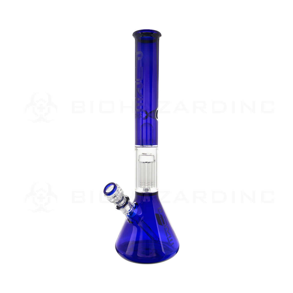 Pure Glass | 10-Arm Tree Percolator + Splash Guard Beaker Water Pipe | 18" - 14mm - Various Colors