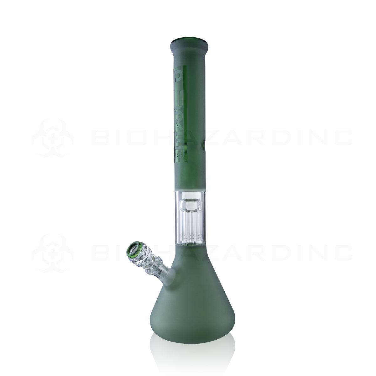 Pure Glass | 10-Arm Tree Percolator + Splash Guard Beaker Water Pipe | 18" - 14mm - Various Colors