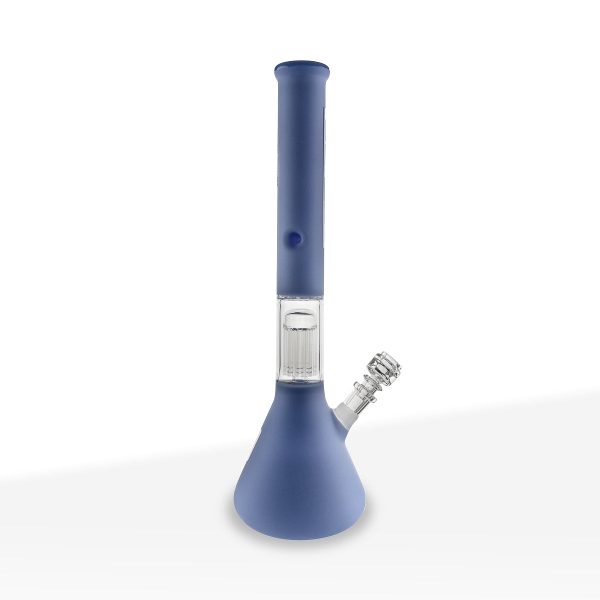 Pure Glass | 10-Arm Tree Percolator + Splash Guard Beaker Water Pipe | 18" - 14mm - Frosted Ivory Blue
