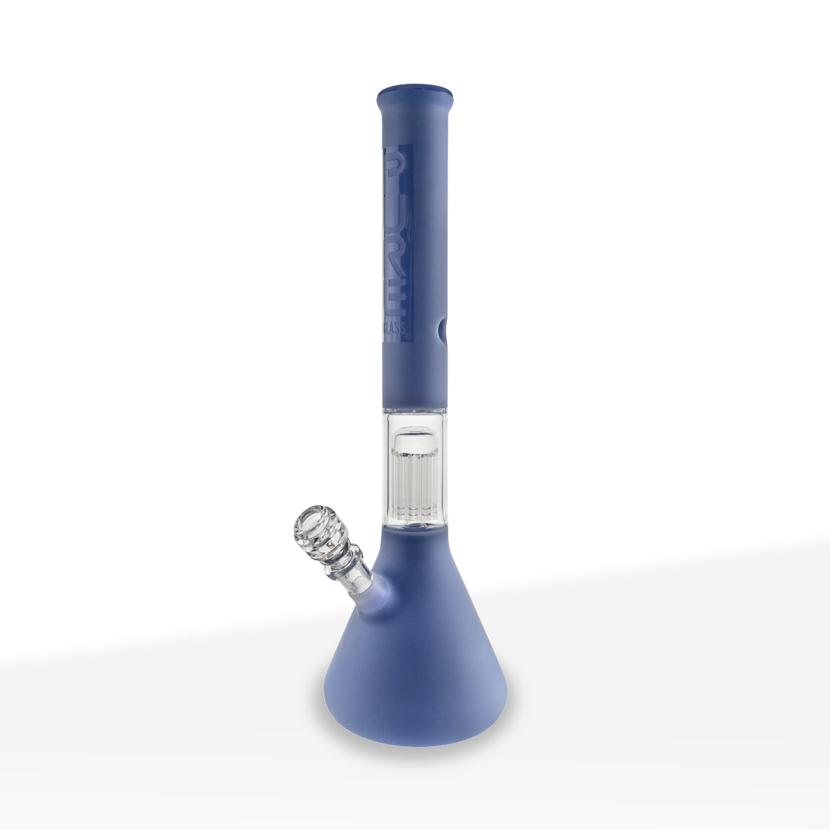 Pure Glass | 10-Arm Tree Percolator + Splash Guard Beaker Water Pipe | 18" - 14mm - Frosted Ivory Blue