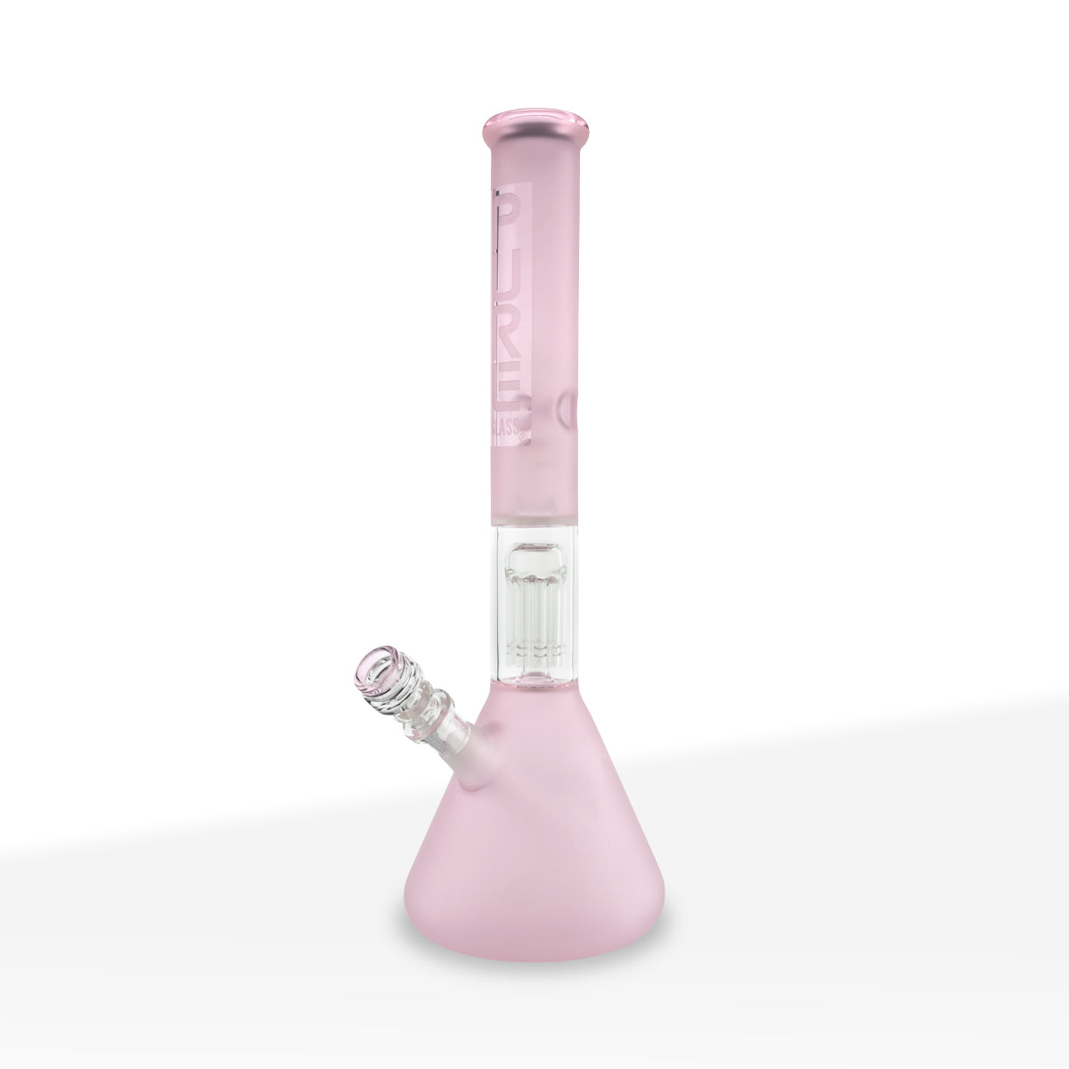 Pure Glass | 10-Arm Tree Percolator + Splash Guard Beaker Water Pipe | 18" - 14mm - Various Colors