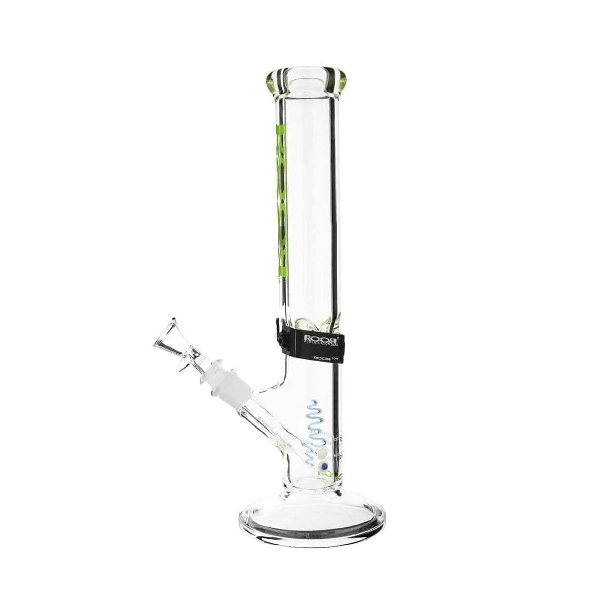 RooR® | Classic Straight Water Pipe | 14" - 14mm - Neon Green Logo