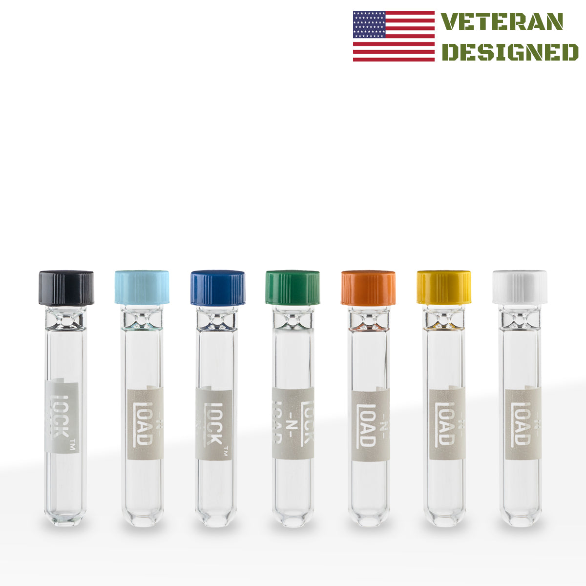 Lock-N-Load | 'Retail Display' Glass Chillums w/ Colorful Caps | 3" - 9mm - 48 Count