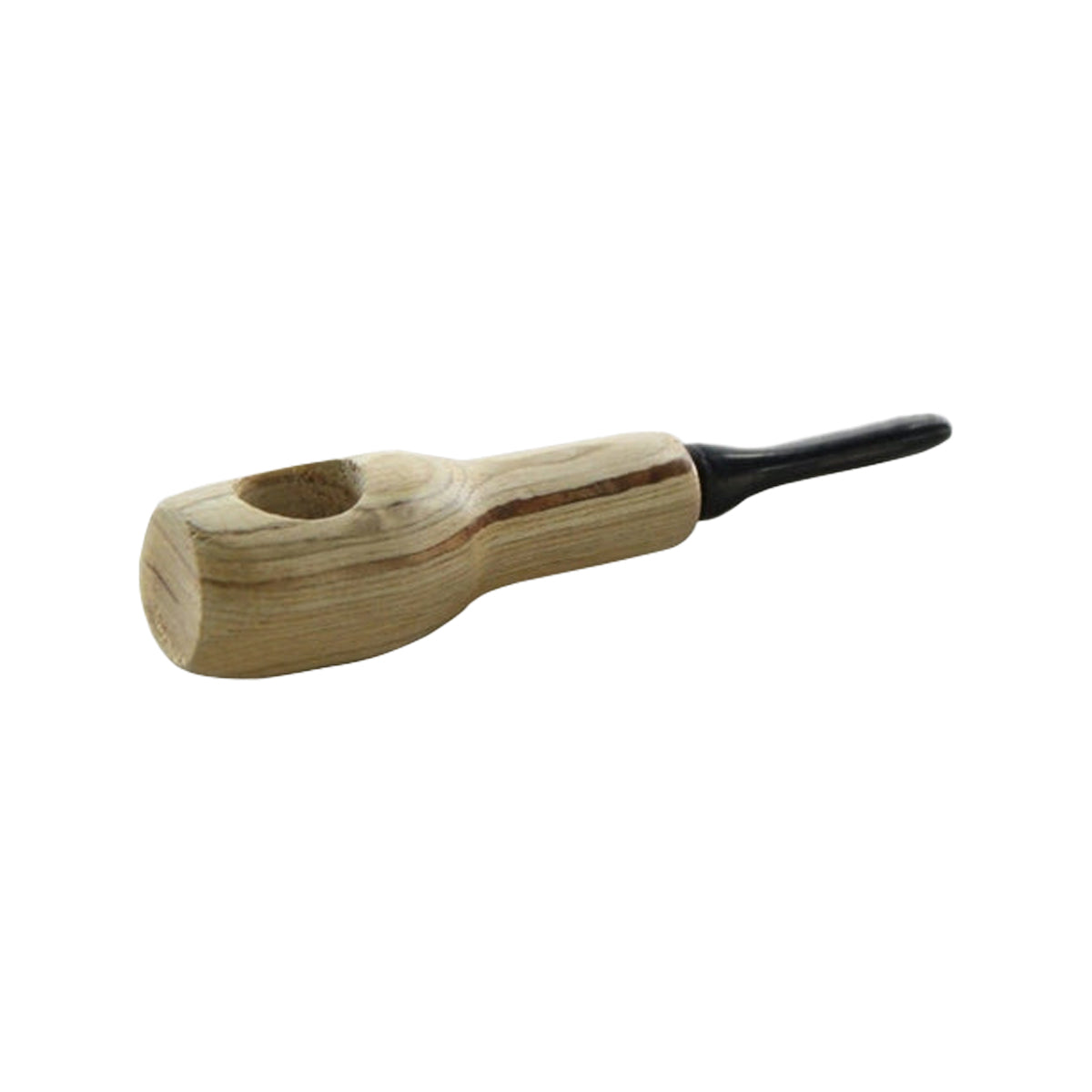 Hand Pipe | Wood Grain Hand Pipe w/ Black Mouth Tip | 3.5" - Wood - Light Wood