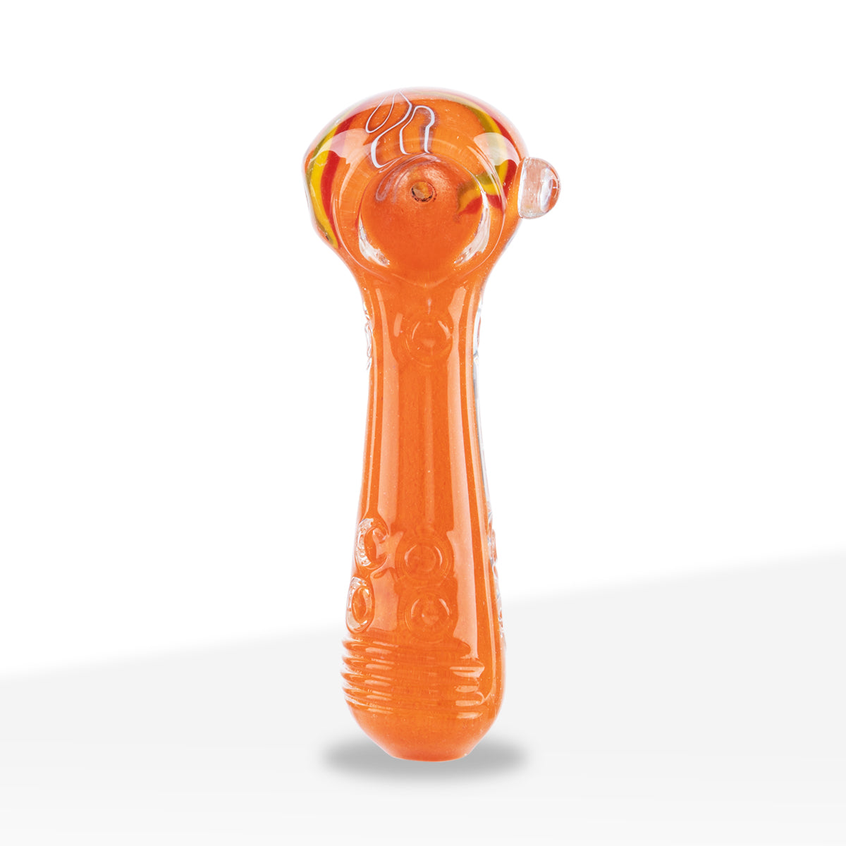 Hand Pipe | Marble Spoon with Rasta Stripes | 4" - Glass - Assorted Colors - Biohazard Inc - Orange