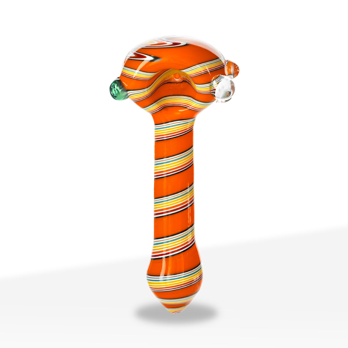 Hand Pipe | Heavy Striped Classic Spoon Hand Pipe | 4" - Glass - Assorted Colors - Biohazard Inc - Orange