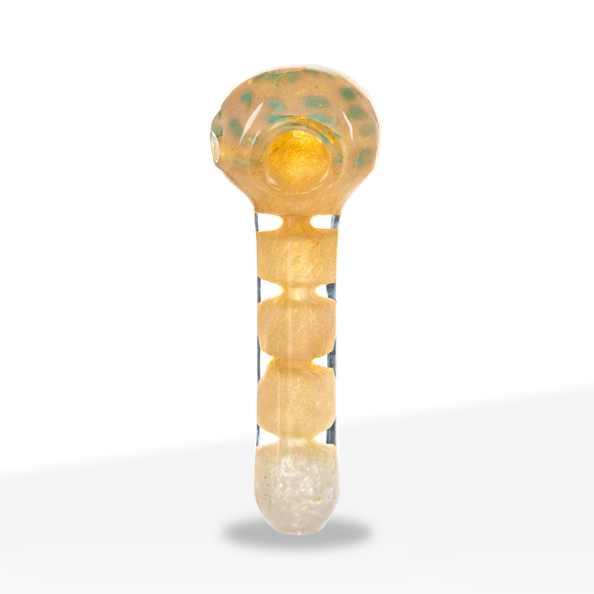 Hand Pipe | Heavy Fumed Hand Pipe w/ Frit | 4" - Glass - Assorted Colors - Biohazard Inc - Yellow