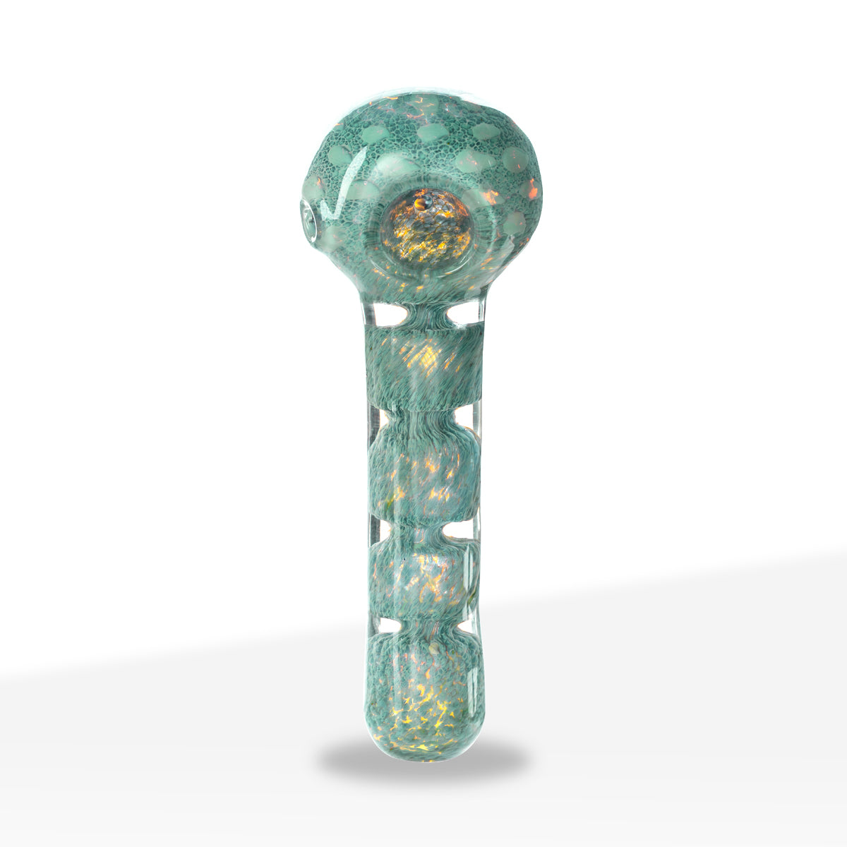 Hand Pipe | Heavy Fumed Hand Pipe w/ Frit | 4" - Glass - Assorted Colors - Biohazard Inc - Green