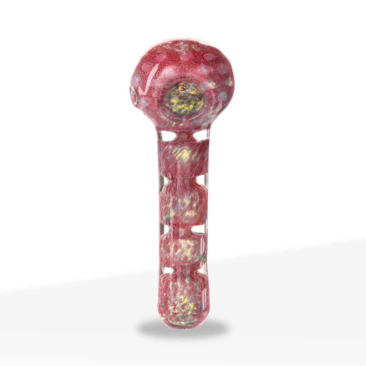 Hand Pipe | Heavy Fumed Hand Pipe w/ Frit | 4" - Glass - Assorted Colors - Biohazard Inc - Red