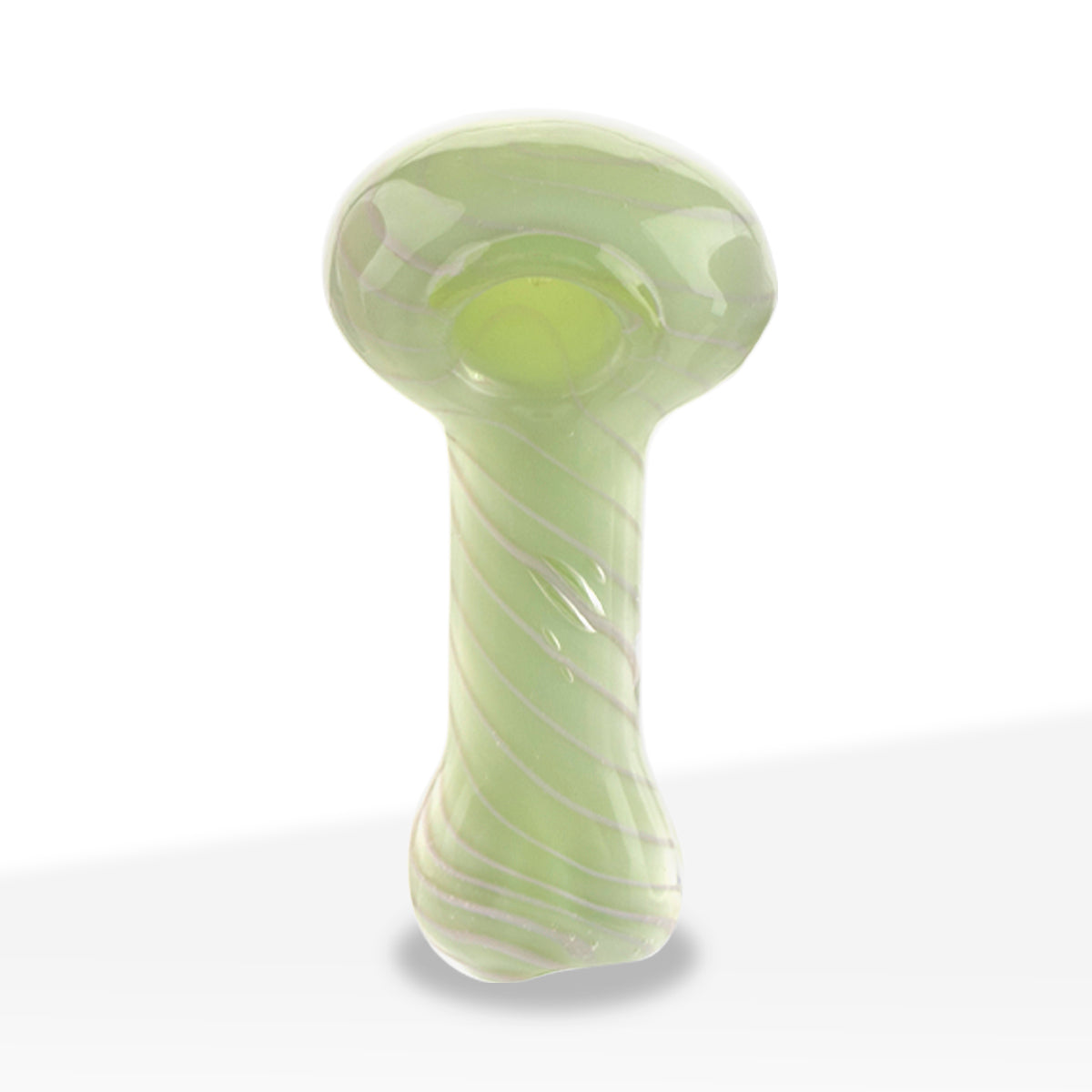 Hand Pipe | Classic Glass Spoon Slyme White Lined Hand Pipe | 3.5" - Glass - 6 Count