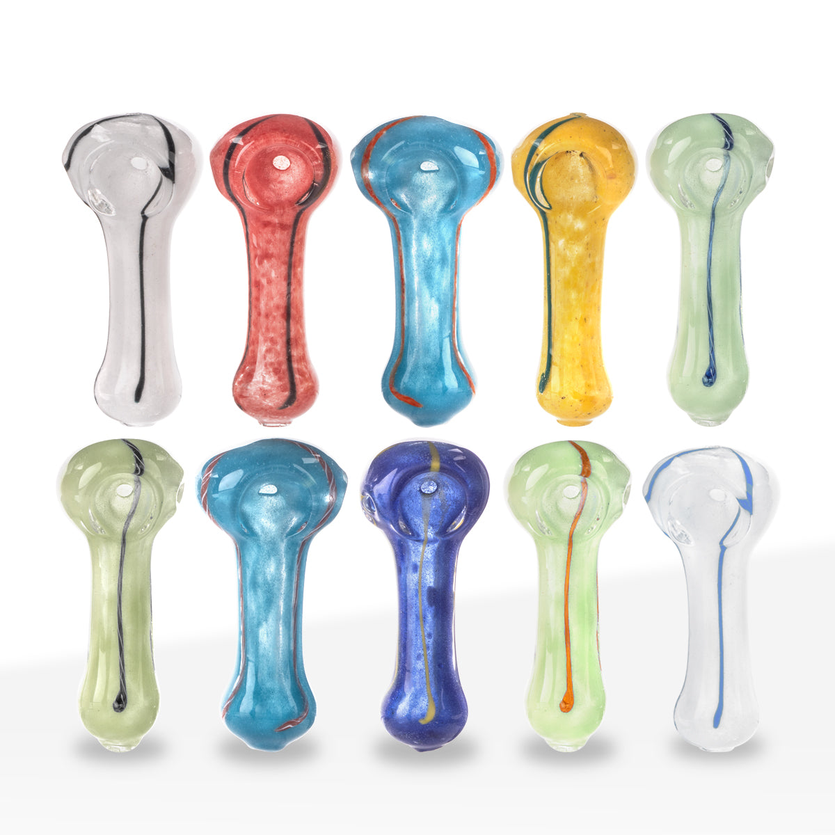 Hand Pipe | Assorted Frit Glass Hand Pipes | 2-3" - Glass - 10 Count Biohazard Inc
