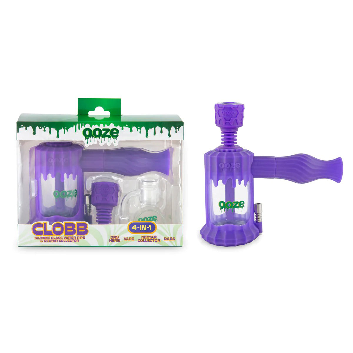 OOZE® | 4-in-1 CLOBB Silicone Nectar Collector & Water Pipe | Various Colors