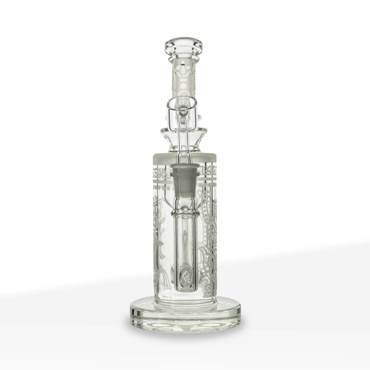 Dab Rig | Etched Tiki Rig with Honeycomb Perc | 9" - Glass - Clear - Biohazard Inc
