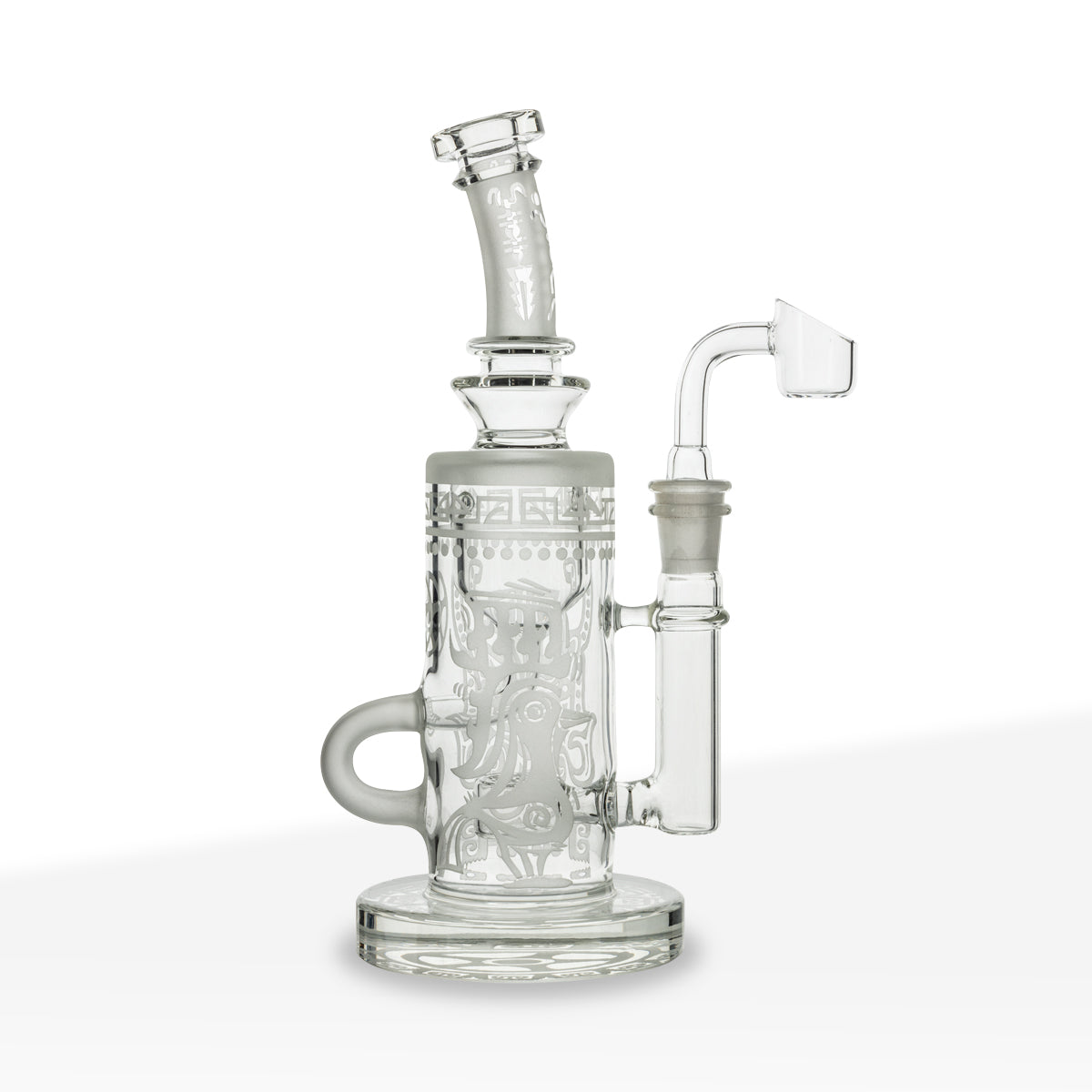 Dab Rig | Etched Tiki Rig with Honeycomb Perc | 9" - Glass - Clear - Biohazard Inc