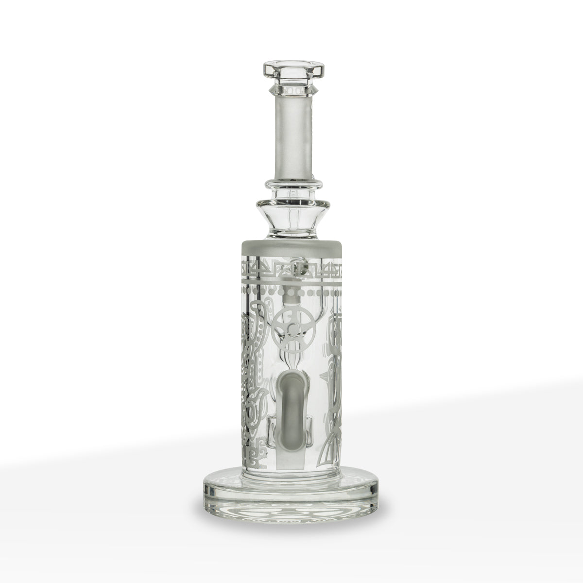 Dab Rig | Etched Tiki Rig with Honeycomb Perc | 9" - Glass - Clear - Biohazard Inc
