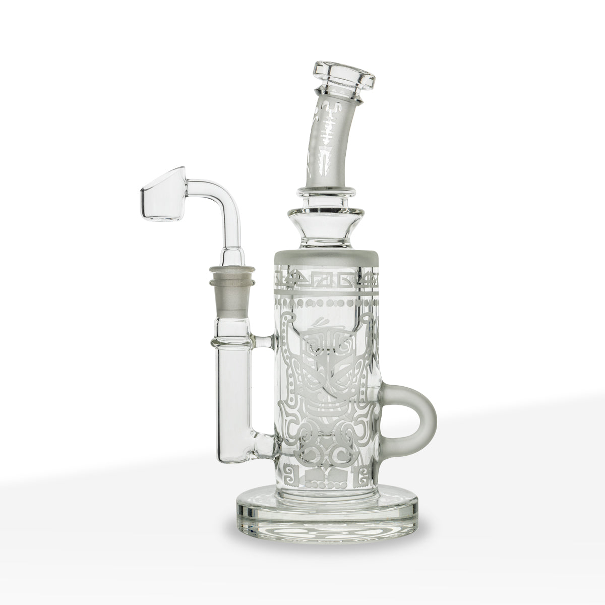 Dab Rig | Etched Tiki Rig with Honeycomb Perc | 9" - Glass - Clear - Biohazard Inc