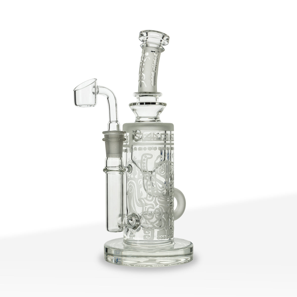 Dab Rig | Etched Tiki Rig with Honeycomb Perc | 9" - Glass - Clear - Biohazard Inc