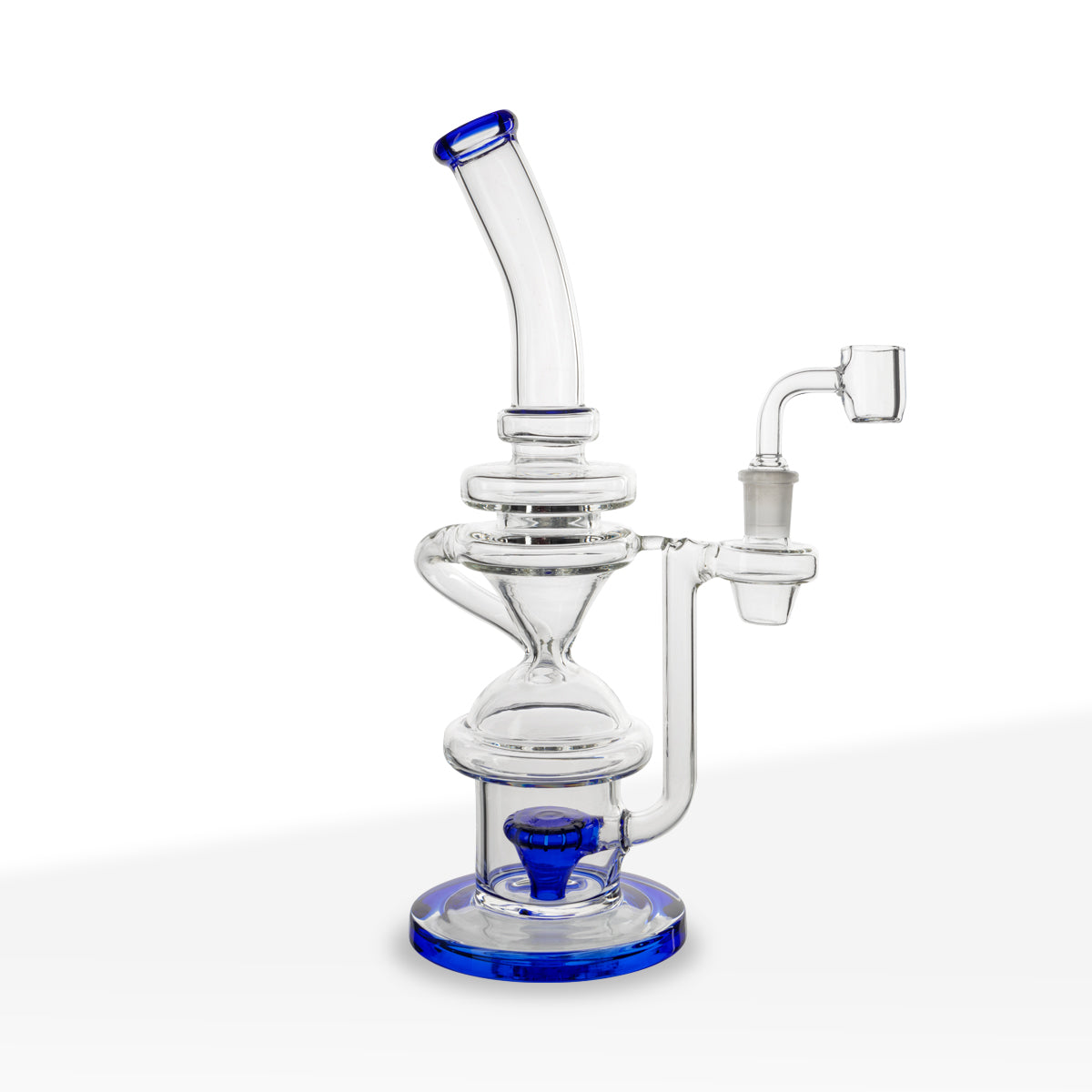 Dab Rig | Hourglass Rig with Perc | 11" - Glass - Various Colors - Biohazard Inc - Blue