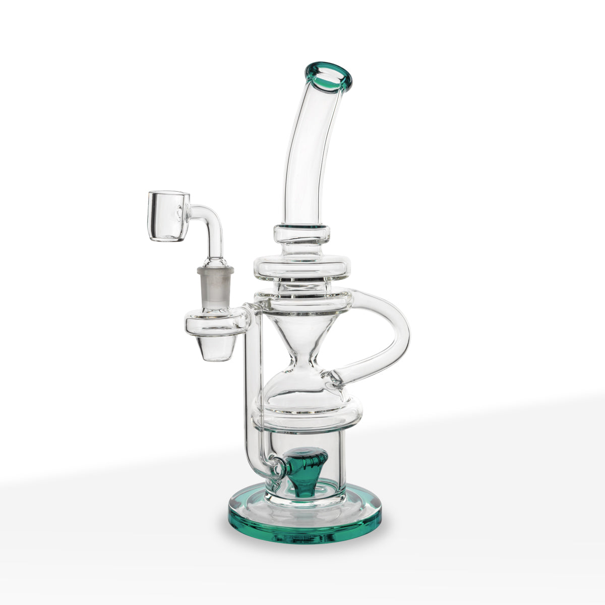 Dab Rig | Hourglass Rig with Perc | 11" - Glass - Various Colors - Biohazard Inc - Teal
