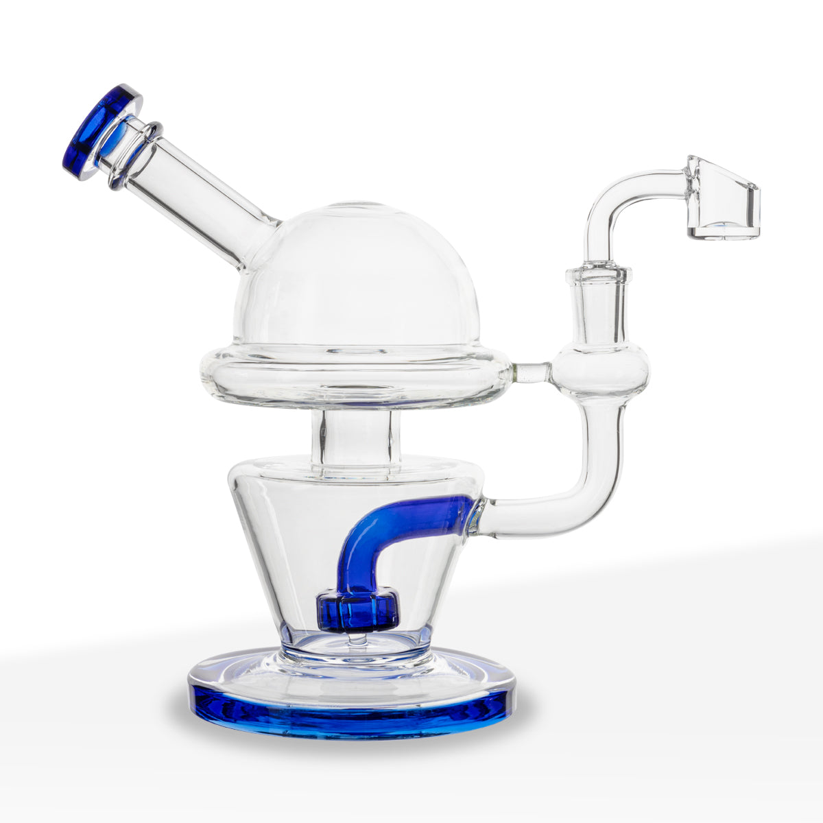 Dab Rig | Dome Rig with Showerhead Perc | 7" - Glass - Various Colors - Biohazard Inc - Blue