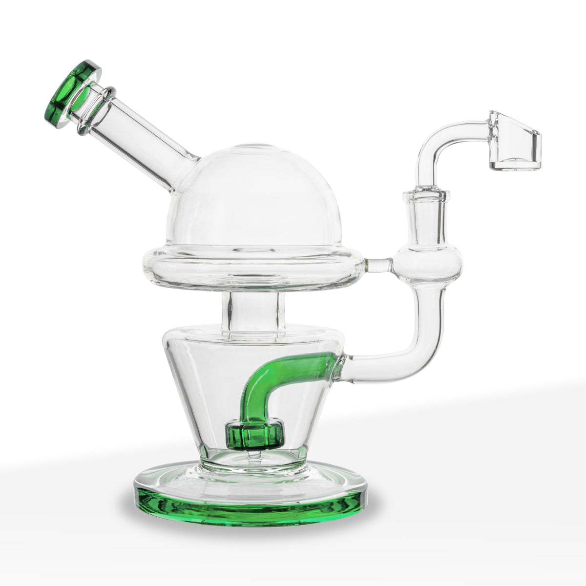 Dab Rig | Dome Rig with Showerhead Perc | 7" - Glass - Various Colors - Biohazard Inc - Green